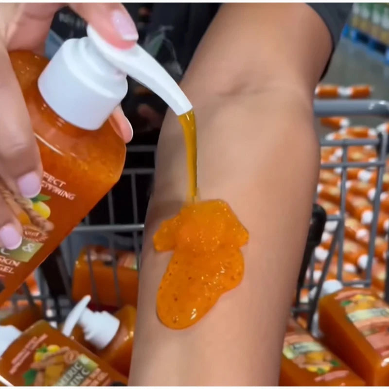 Turmeric&Vitamin C Moisturizing Body Wash, Exfoliating Cleansing Smoothing Body Wash, Gentle Scrub Finish Refreshing Natural Sce