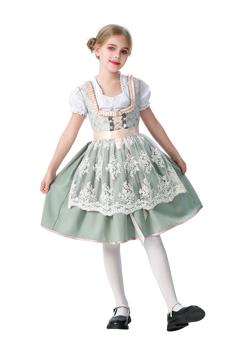 Girls Halloween Costume Bavaria Children's Clothing German Oktoberfest Munich Farm Pastoral Dress Flower Girl Outfit