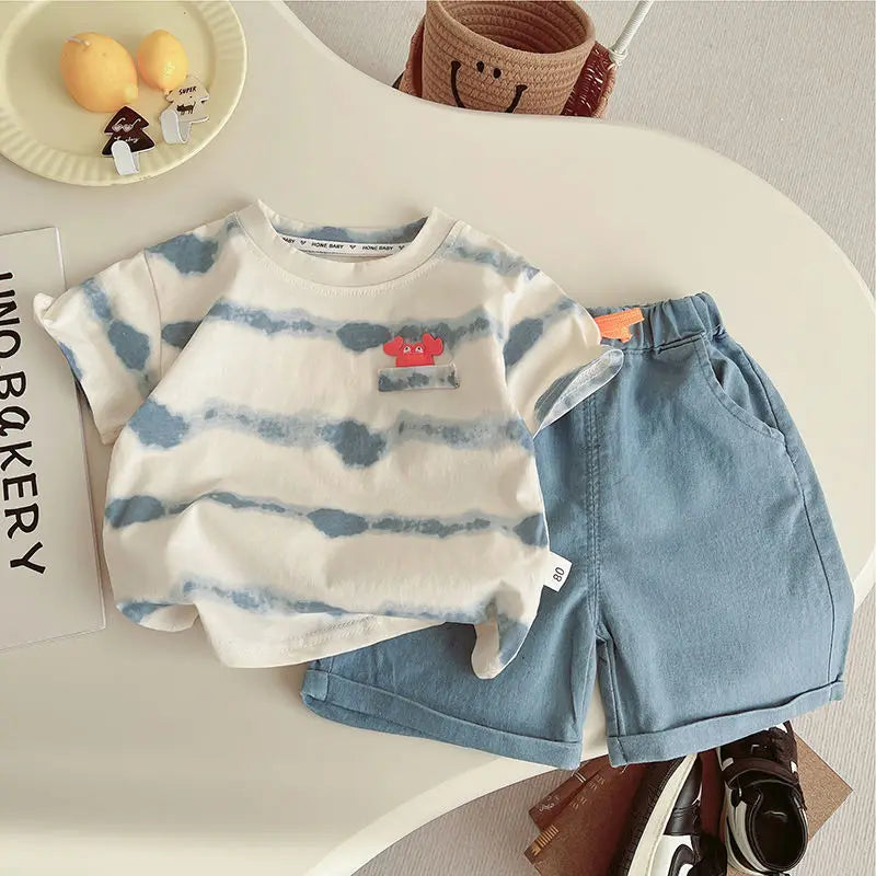Baby Summer Clothes Boy Sports Sets Kids Loungewear Fashion Outfits Children T-shirts+Shorts 2Pcs Short Sleeves Top Pants Suits