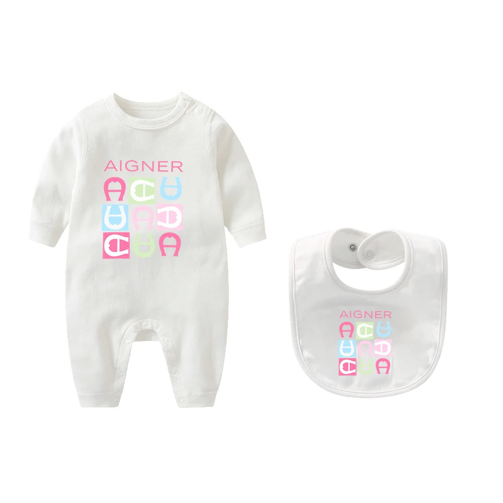 Popular jumpsuit for newborns in autumn, hot selling new design, soft scarf, scarf, hat, children's long sleeved jumpsuit