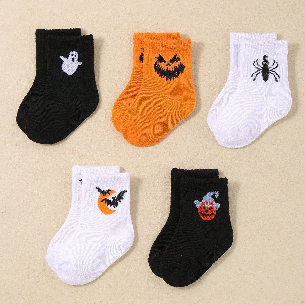 5Pairs/Set Cartoon Baby Socks Cute Halloween Sock for Infant Boy Girl Spring Autumn Soft Cotton Middle Tube Socks Party Gifts