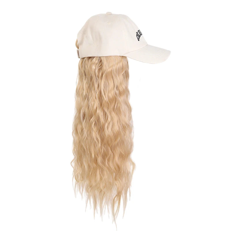 Box Braids Cornrow Wig in Beige Baseball Cap – Synthetic Fiber Wig Hat, Trendy Hairpiece for Casual & Party Looks