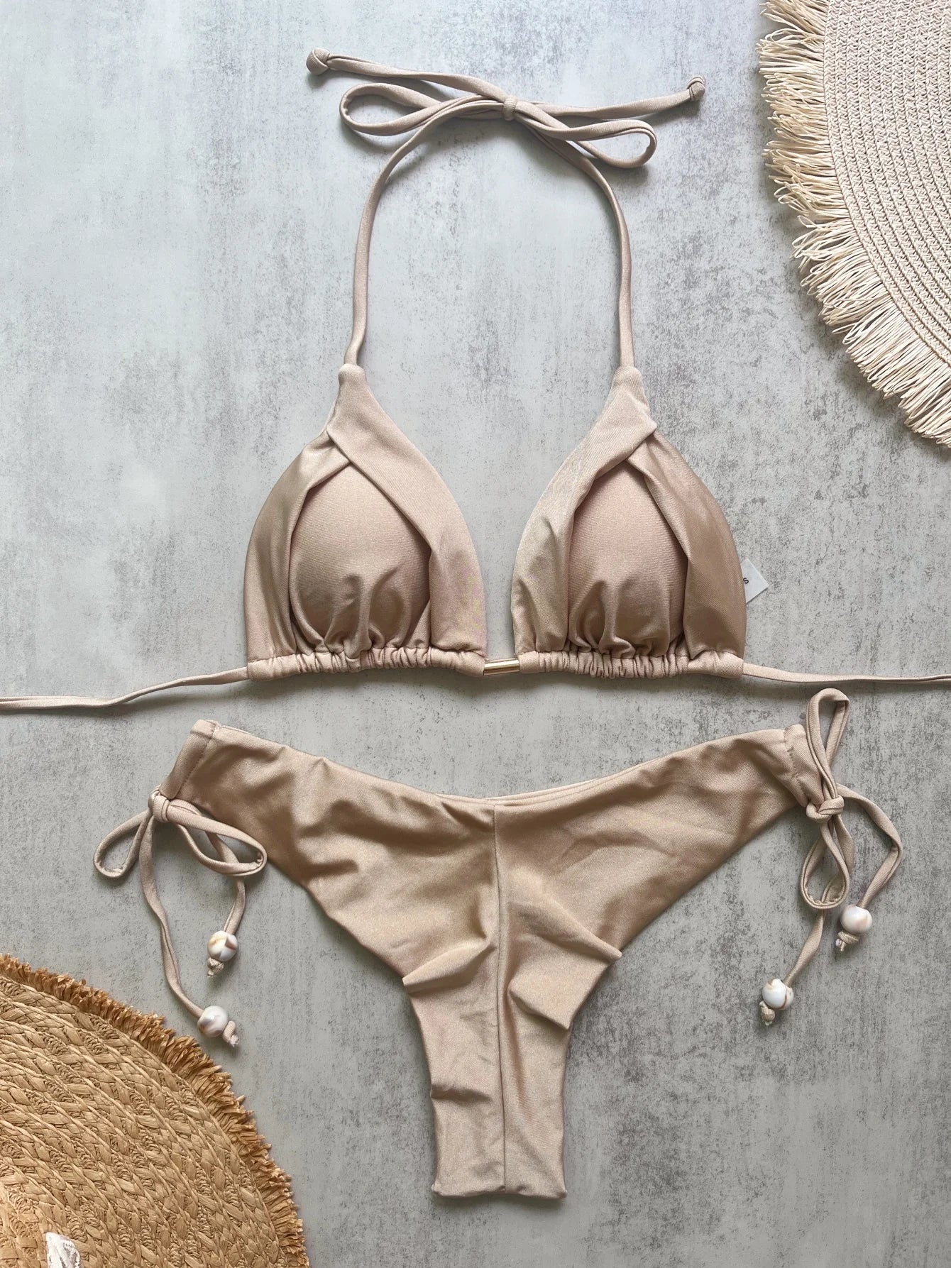 2026 Sexy Folds Bikini Set Solid Micro Bikinis Women Swimsuit Female Triangle Swimwear Beach Wear Bathing Suit