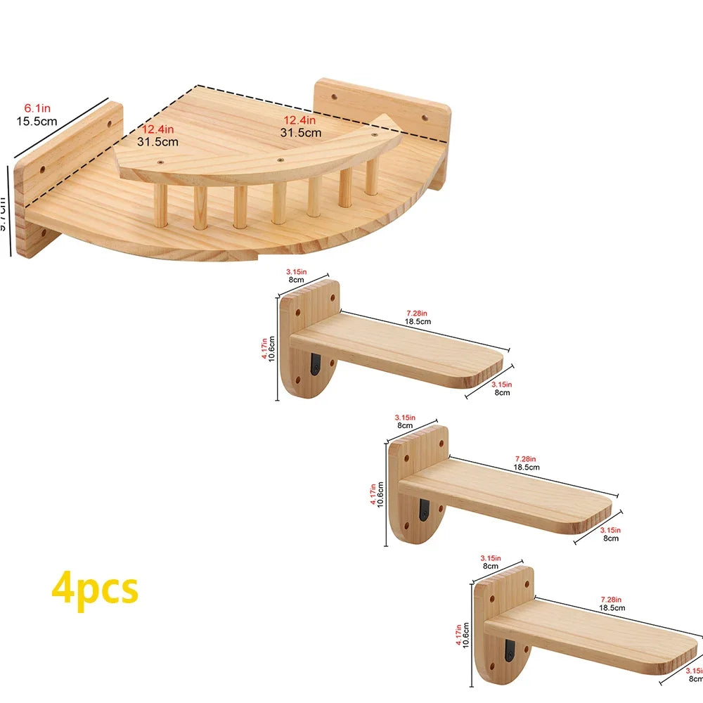 Cat Climbing Shelves Wall Mounted Cat Tree Sisal Scratching Post Cats Hammock House Jumping Platform Rope Ladder Pet Furniture