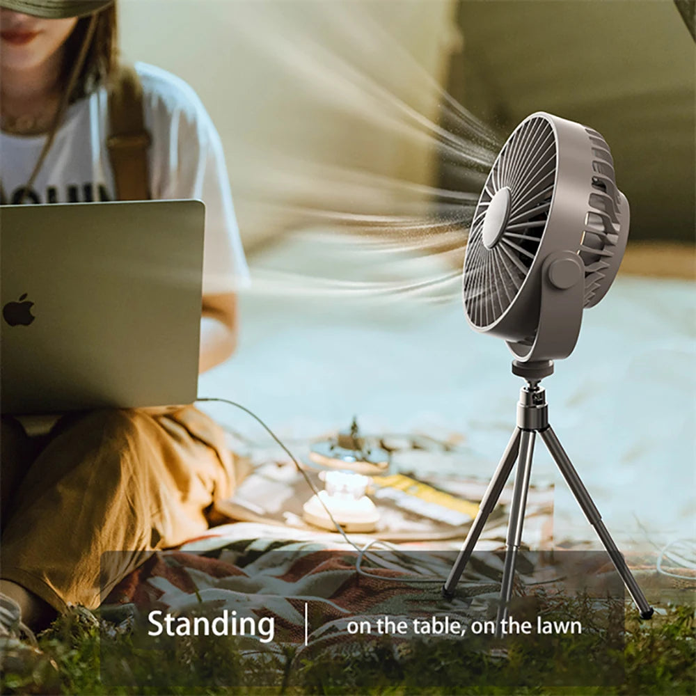 Remote Control Floor Table Air Cooler Mini Portable Wireless Ceiling Fan 360° Rotation 3-speed Wind For Camping Home Night Light