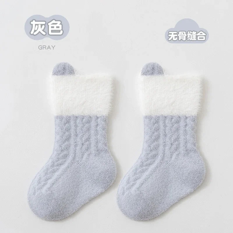 Autumn Winter Baby Socks Fleece Thickened Newborn Children Socks Warm Mid-Tube Kids Socks For Boys And Girls Baby Clothing Gifts