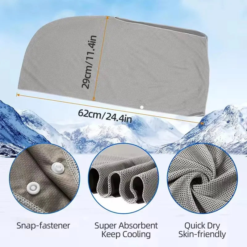 Cooling Hoodie Towel- Hood Towel, Evaporative Cool Technology, Cools Instantly When Wet, , Great for Sports, Fitness, Gym