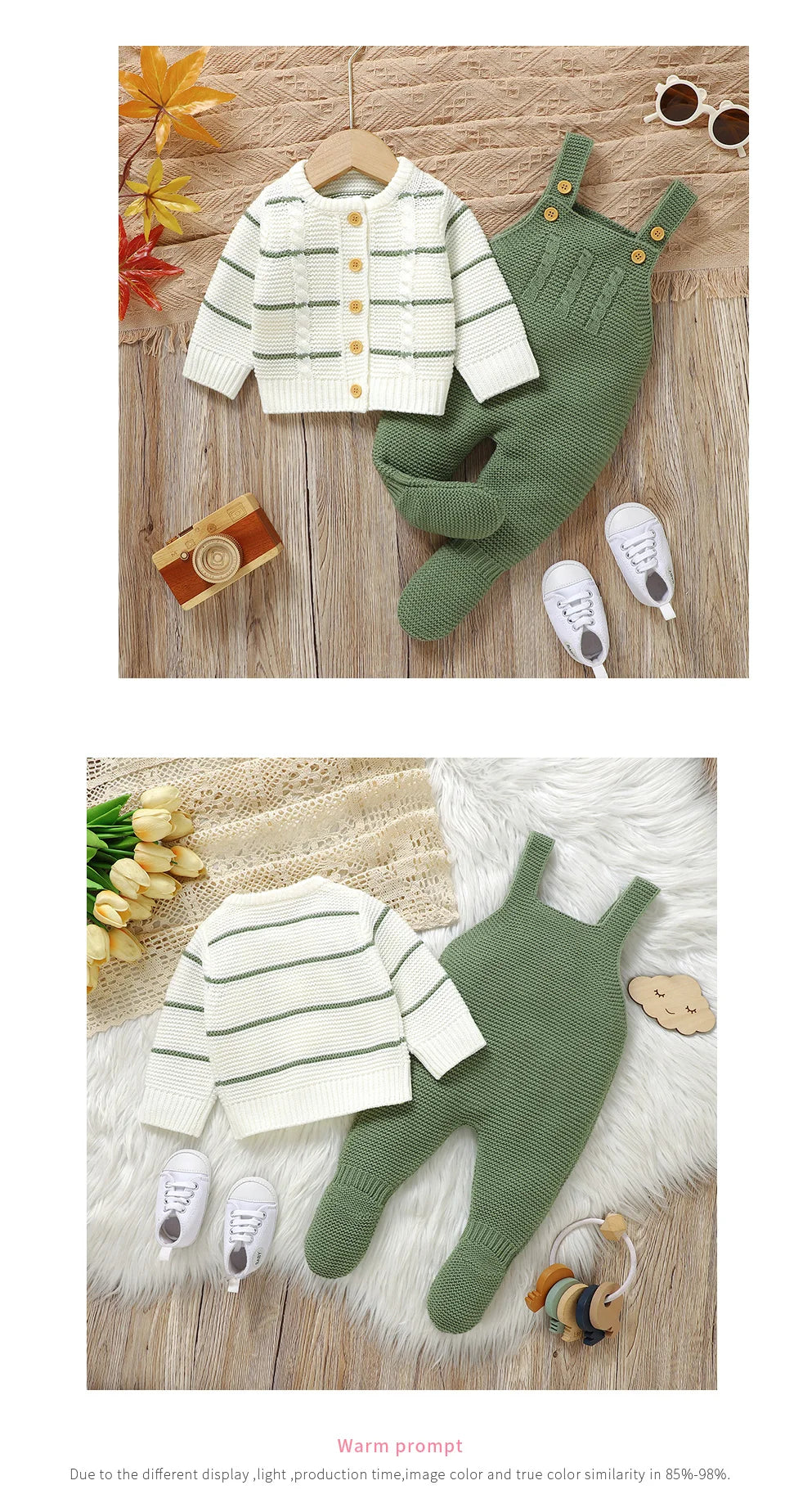 Winter Baby Clothes Sets Autumn Casual Long Sleeves Sweaters Jackets+Rompers Infant Boys Girls Outfits 2Pcs Knitted Toddler Wear