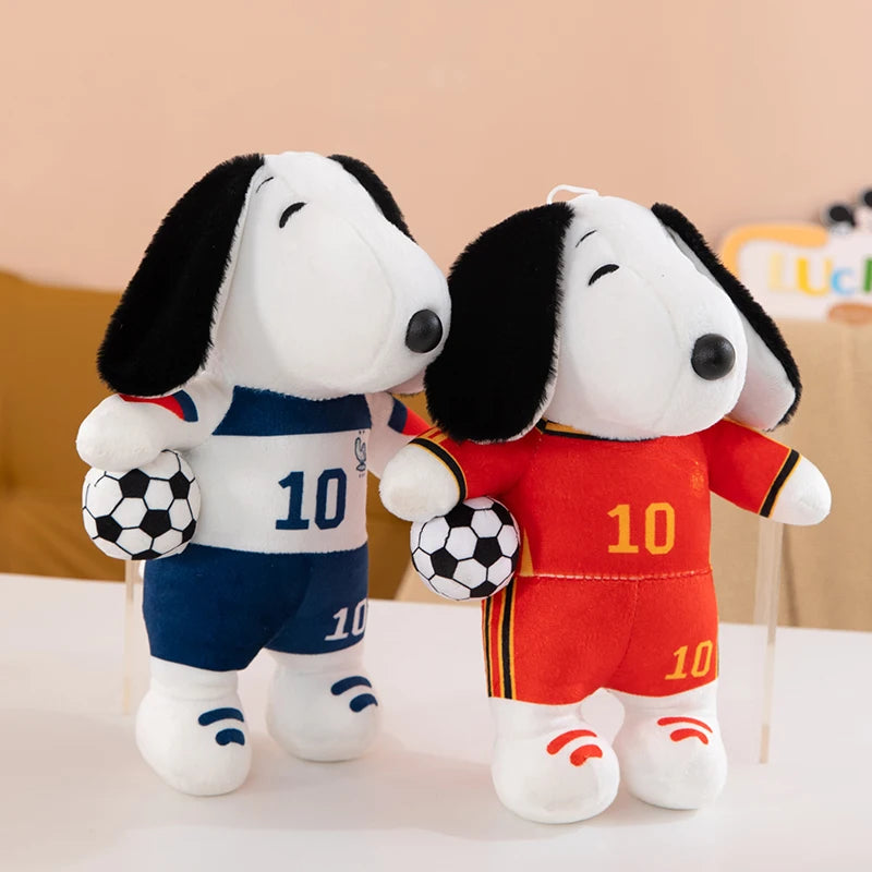 New Peanuts Snoopy Soccer cute Plush Toy Pendant Key Chain Team Jersey Stuffed Doll with Football for Kids Fans Birthday Gift