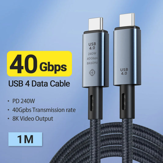 240W PD USB C to Type C Cable, 8K@60Hz 40Gbps High-Speed Data Transfer, Braided Charger Cord for Mobile Phones Laptops