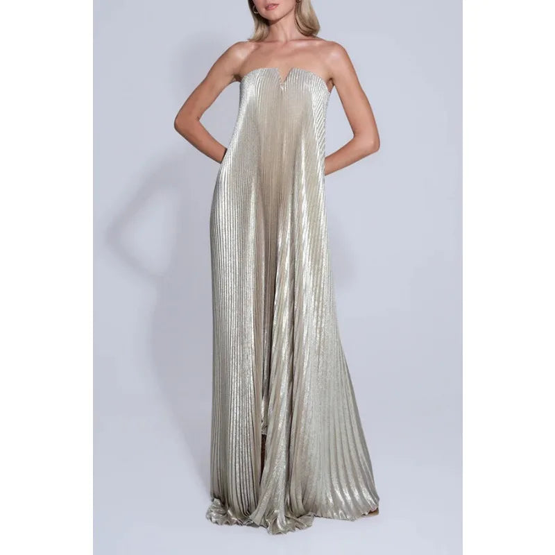 Luxurious Women Folds Party Cocktail Dress Elegant Off Shoulder Celebrity Guest Graduation Evening Floor Length Dress Prom Gown