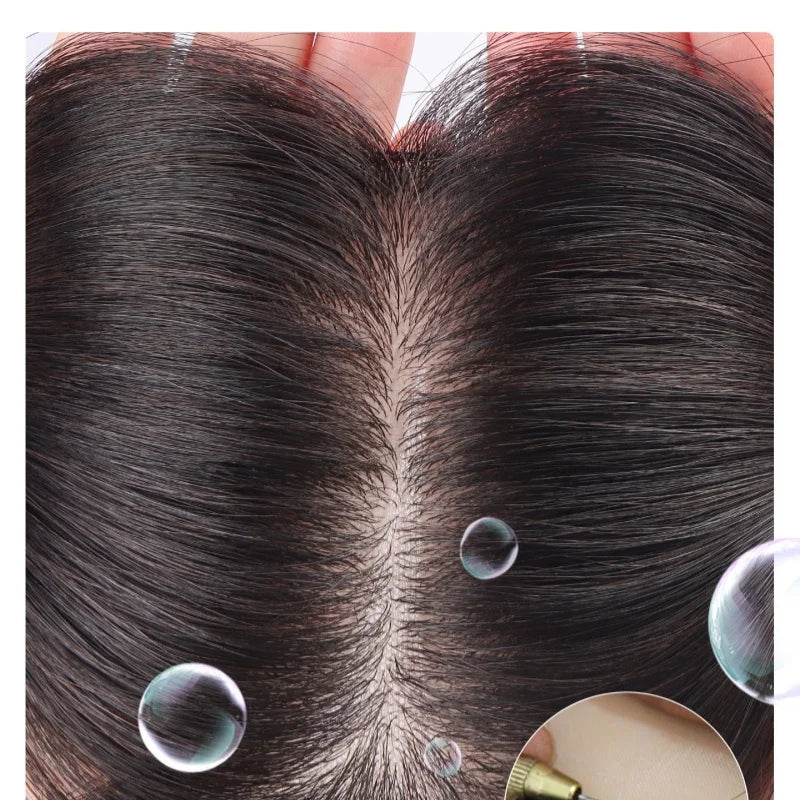 Brown Straight Hair Topper For Women Skin Silk Base Virgin Human Hair Piece Cover Breathable Silk Top Toupee with Clips in