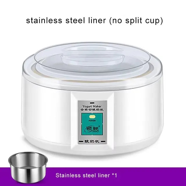 Kbxstart Automatic Yogurt Maker Machine 1.5L Natto Rice Wine Maker DIY Tool Stainless Steel Inner Yoghurt Beker 220V