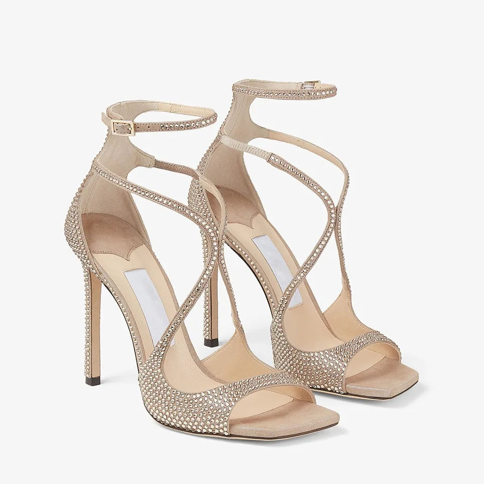 Summer New Fashionable High-heeled Women's Open Toed Sandals Dance Shoes Party Sexy 34-44 Large Women's Shoes