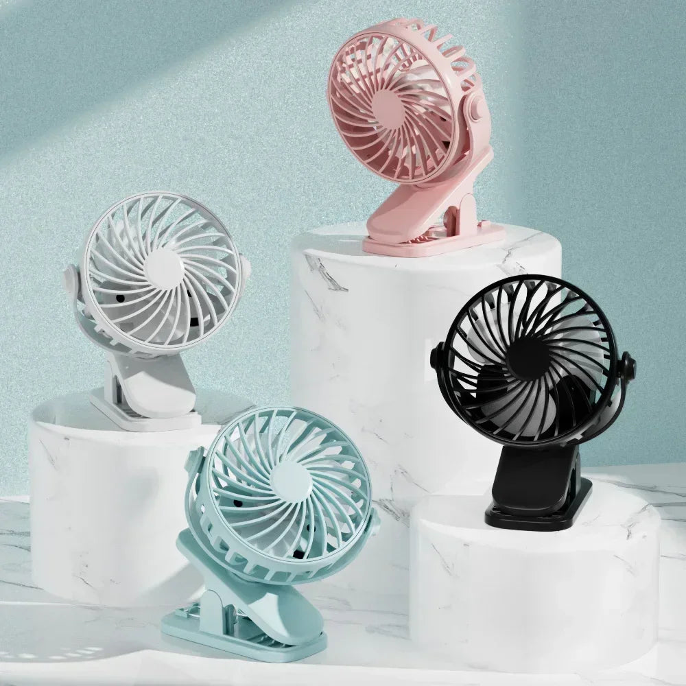 Desktop Clip Fan 3 Speed Quiet USB Mini Cooling Desk Fan 360° Rotate Portable Electric Fan Clip Fans for Strollers Air Cooler