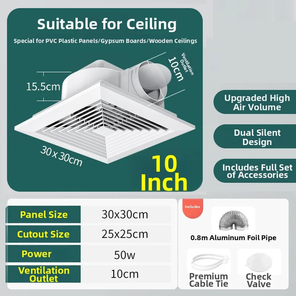 Energy Efficient Ceiling Mounted Exhaust Fan Quiet 110 CFM Bathroom Ventilation With DC Motor For Kitchen And Bedroom