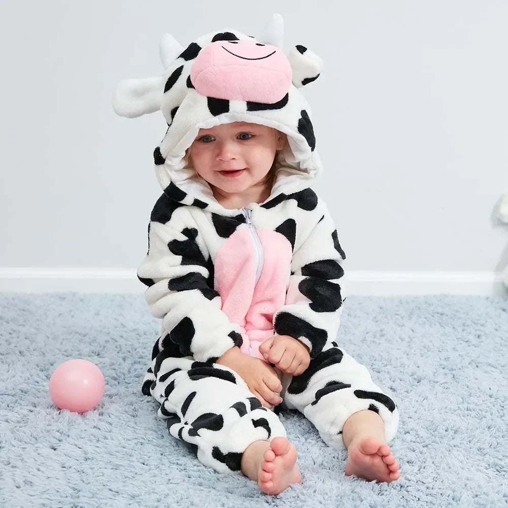 Newborn Baby Deer Animal Cartoon Romper Clothes Girls Pajamas Long Sleeve Hooded Onesies Infant Boys Costumes For Christmas