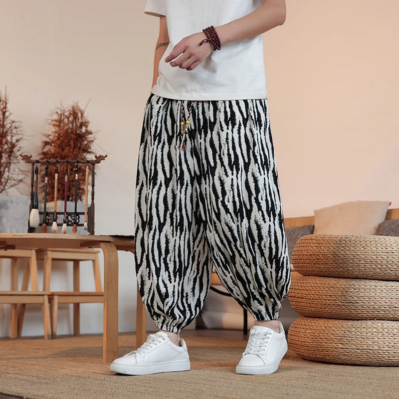 Summer Men Wide-leg Pants Male Retro Harem Pants Mens Hiphop Streetwear Harajuku Style Casual Pants Women Jogging Trousers