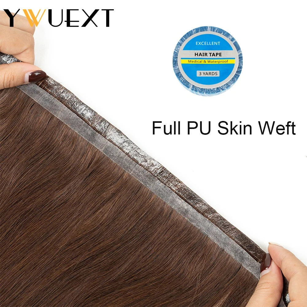 Seamless PU Tape Weft Human Hair Extensions Long PU Skin Weft Tape in Hair Extensions No Glue Human Hair For Fine Hair Long Weft