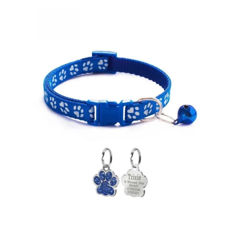 Personalized Cat Collar Adjustable Nylon Pet Products Bell Small Large Kitten pendant Accessories name Tag Small Necklace
