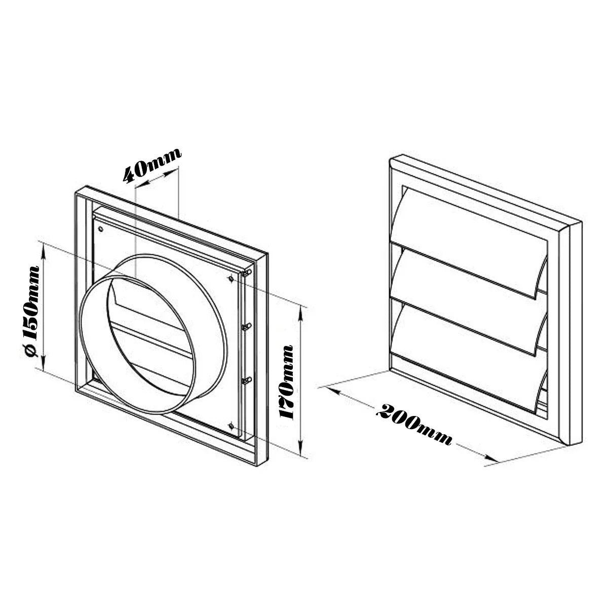 6 inch Air Vent Grille Ventilation Cover 200x200x40mm Plastic White Wall Grilles Duct Heating Cooling Vents For Kitchen Bathroom