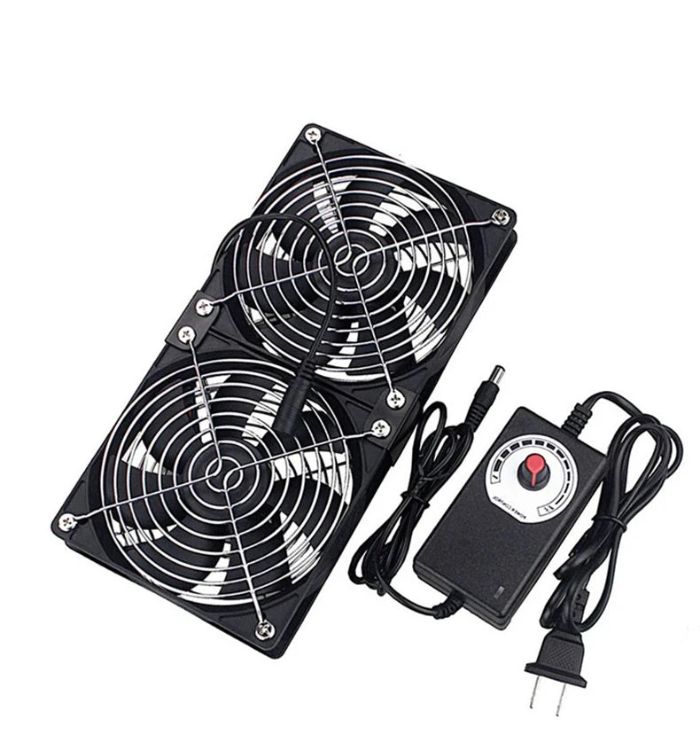 220V 12V Cooling Exhaust Fans with Controller 12cm for GPU VGA Btc Machine Workstation Cabinet Radiator Server Fan