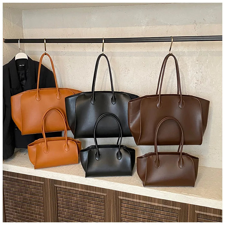 Luxury Women's Large Tote Bag Genuine Leather Shoulder Bags 2025 Female Retro Handbags High Quality Ladies Messenger Bag Black