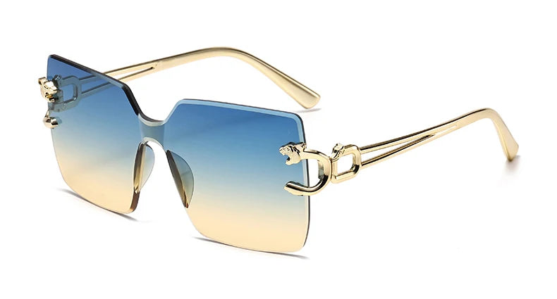 Retro Square Sunglasses Women Men Rimless Trend Luxury Shades Travel Glasses Lady Man UV400