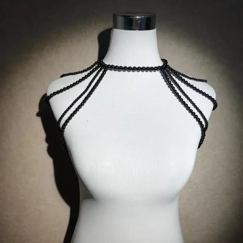Bridal Tassel Imitation Pearl Shoulder Chain Necklace Elegant Cheongsam Dress Shawl Wedding Jewelry Accessories Gift For Women