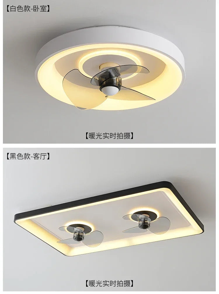 Bedroom fan lamp minimalist round modern minimalist dining room fan integrated master bedroom ceiling lamp electric fan 220V