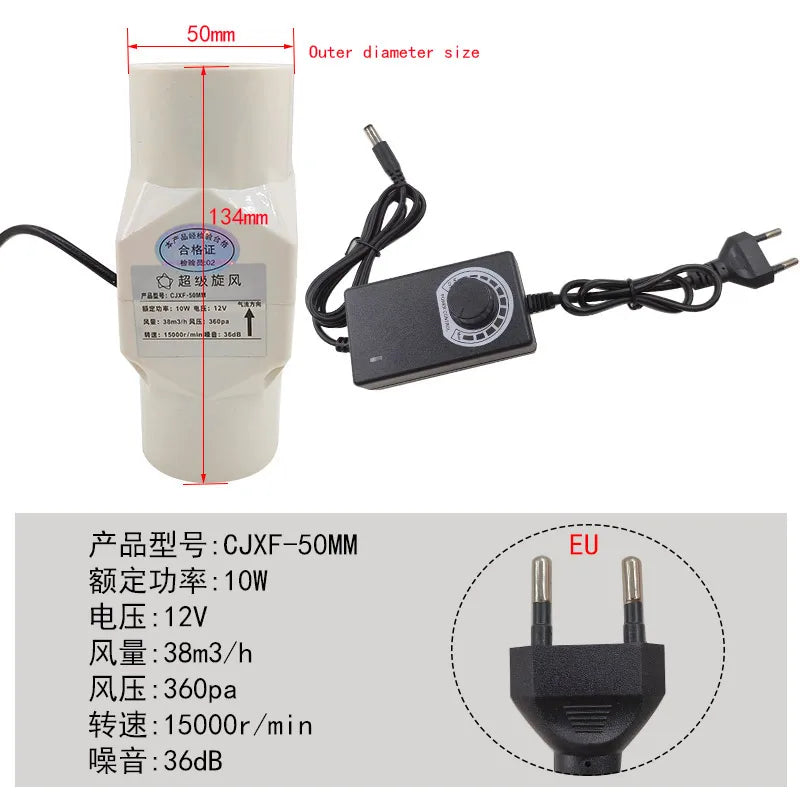 Ventilador De Escape De Velocidad Ajustable Bathroom Duct, Smoke Moxibustion 12V, Cocina, Inodoro 20mm 25mm 32mm 40mm 50mm