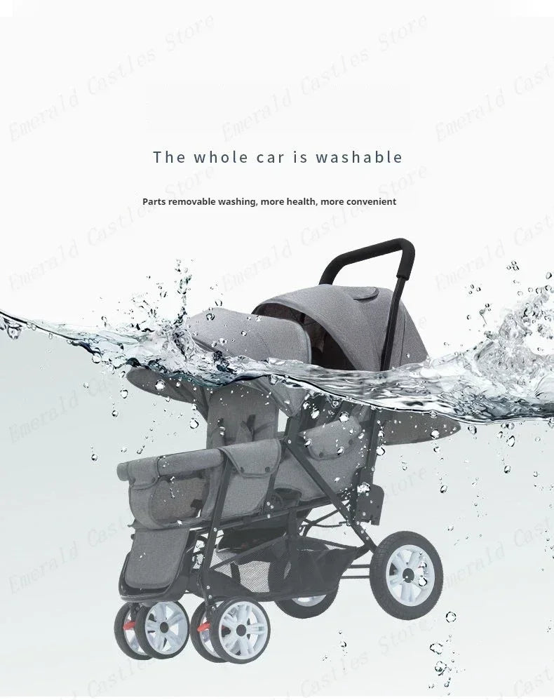 Poussette Double Front and Rear Seats Foldable Baby Stroller for Two Children Lightweight Portable Twin Stroller EU STOCK