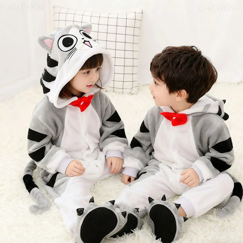 Kigurumi Onesie Kids Capybara Pajamas For Children Christmas Blanket Sleepers Baby Costume Winter Boy Girl Cat Jumspuit