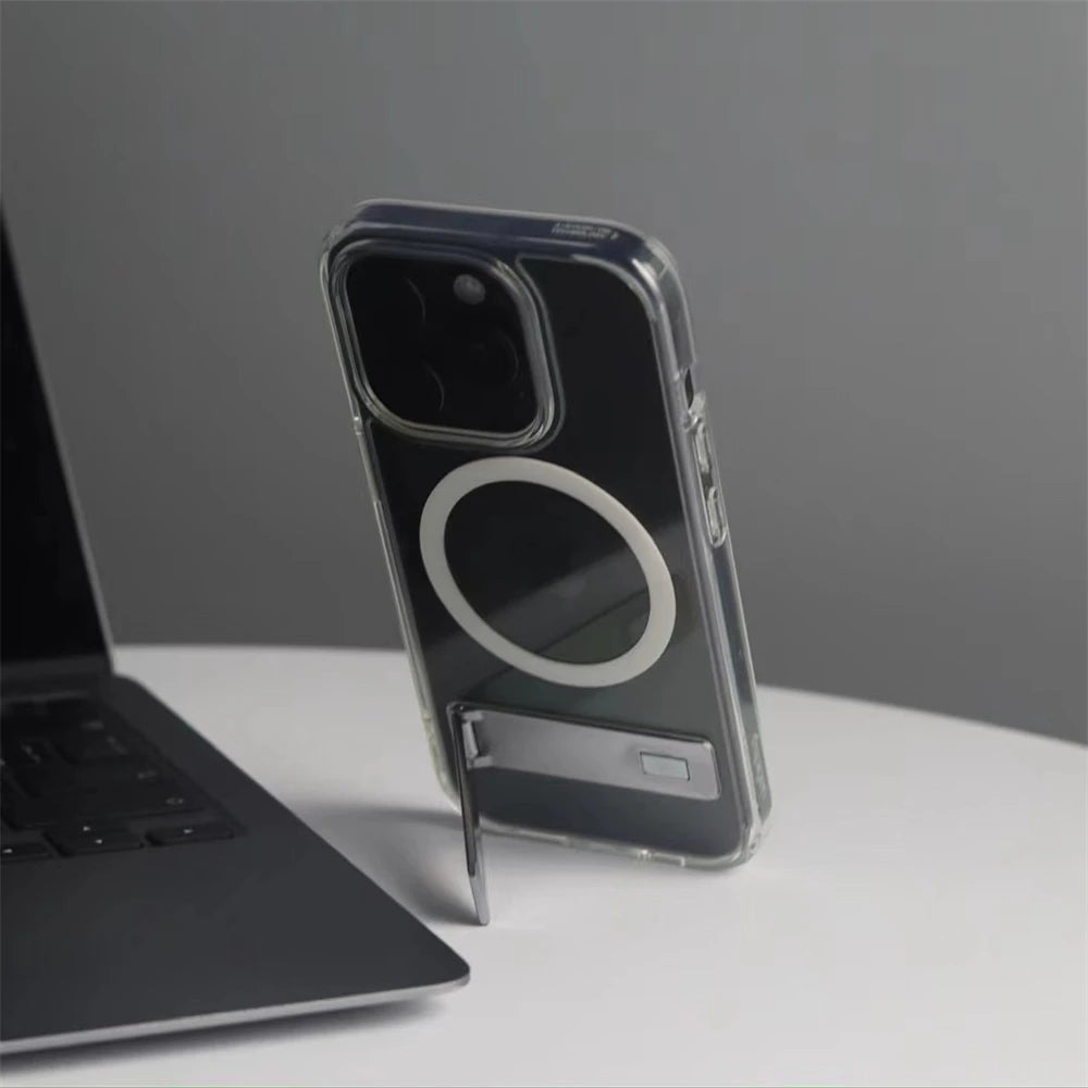 Spigen Ultra Hybrid S MagFit Designed for iPhone 17 Pro Max 16 15 14 13 12 Case Kickstand Amti Yellowing Compatible With MagSafe