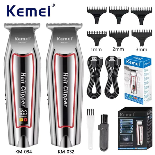 Kemei KM-034 KM-032 Professional Hair Trimmer Men's Electric Beard Trimmer LCD Display Hair Clipper Haircut Set