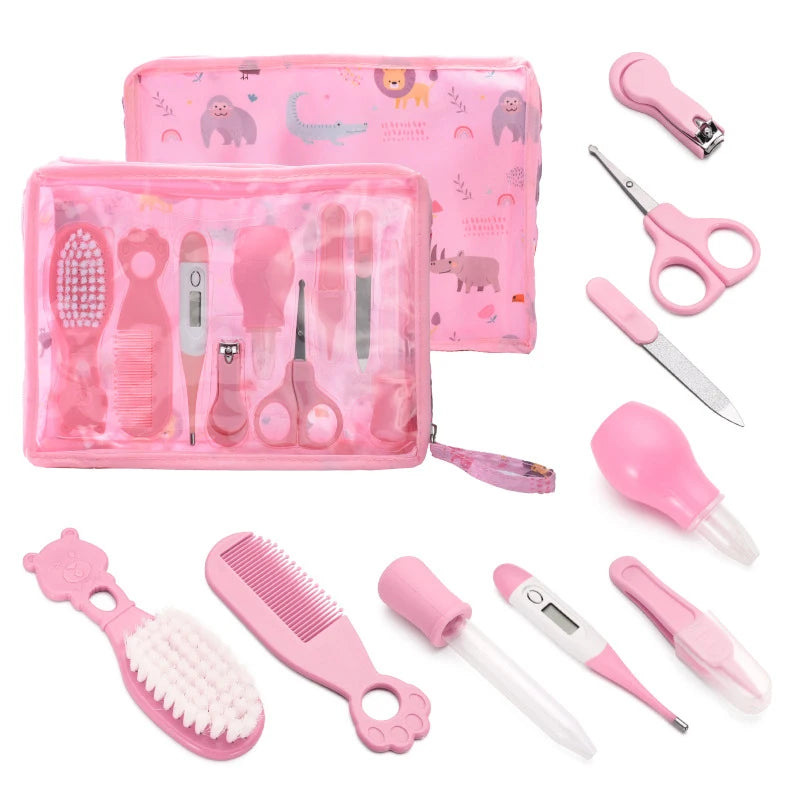 Baby Care Kit Kid Multi-functional Nail Clipper Comb Hair Thermometer Grooming Brush Kit Scissors Baby Health Care Set  Newborn