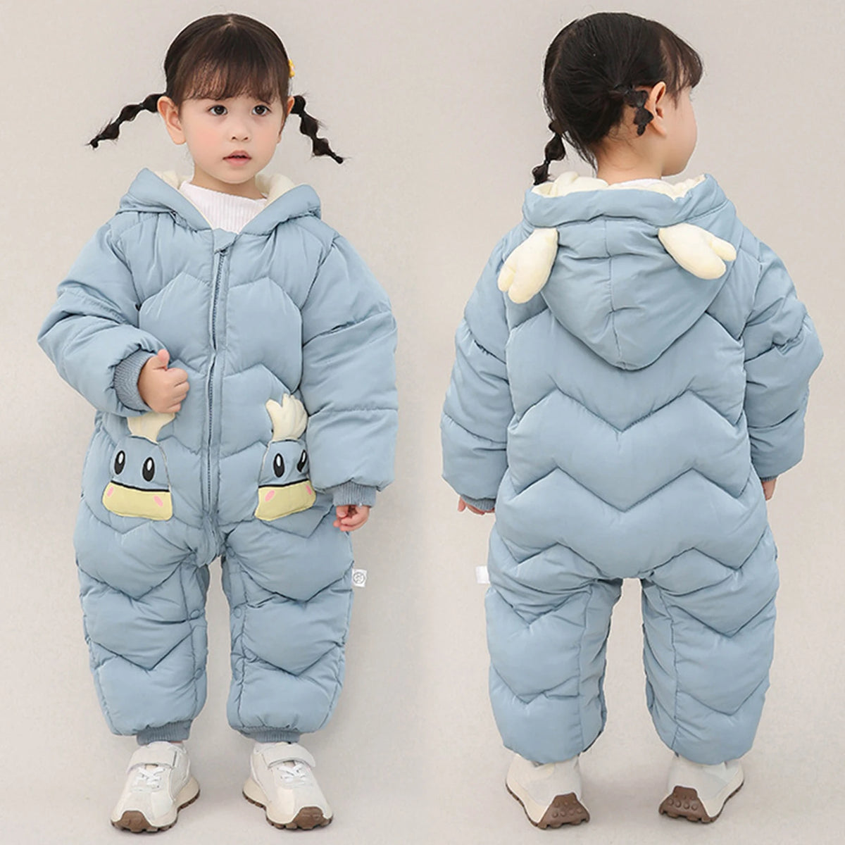 Toddler Kids Winter Rompers,Girls Down Cotton Jacket,Fleece Hood Jumpsuits,Winter Children's Overalls,Boys Snowsuits with Pocket