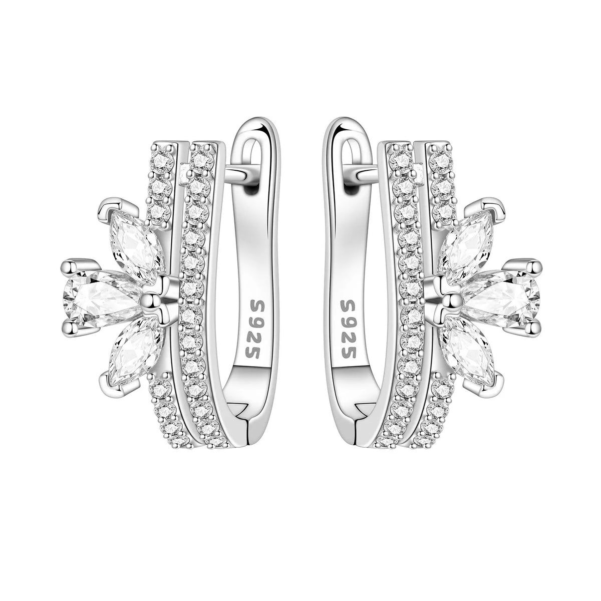 925 Sterling Silver Needle Iris Flower Hoop Earrings for Women Original Elegant Versatile Jewelry Birthday Party Fine Gift 2026