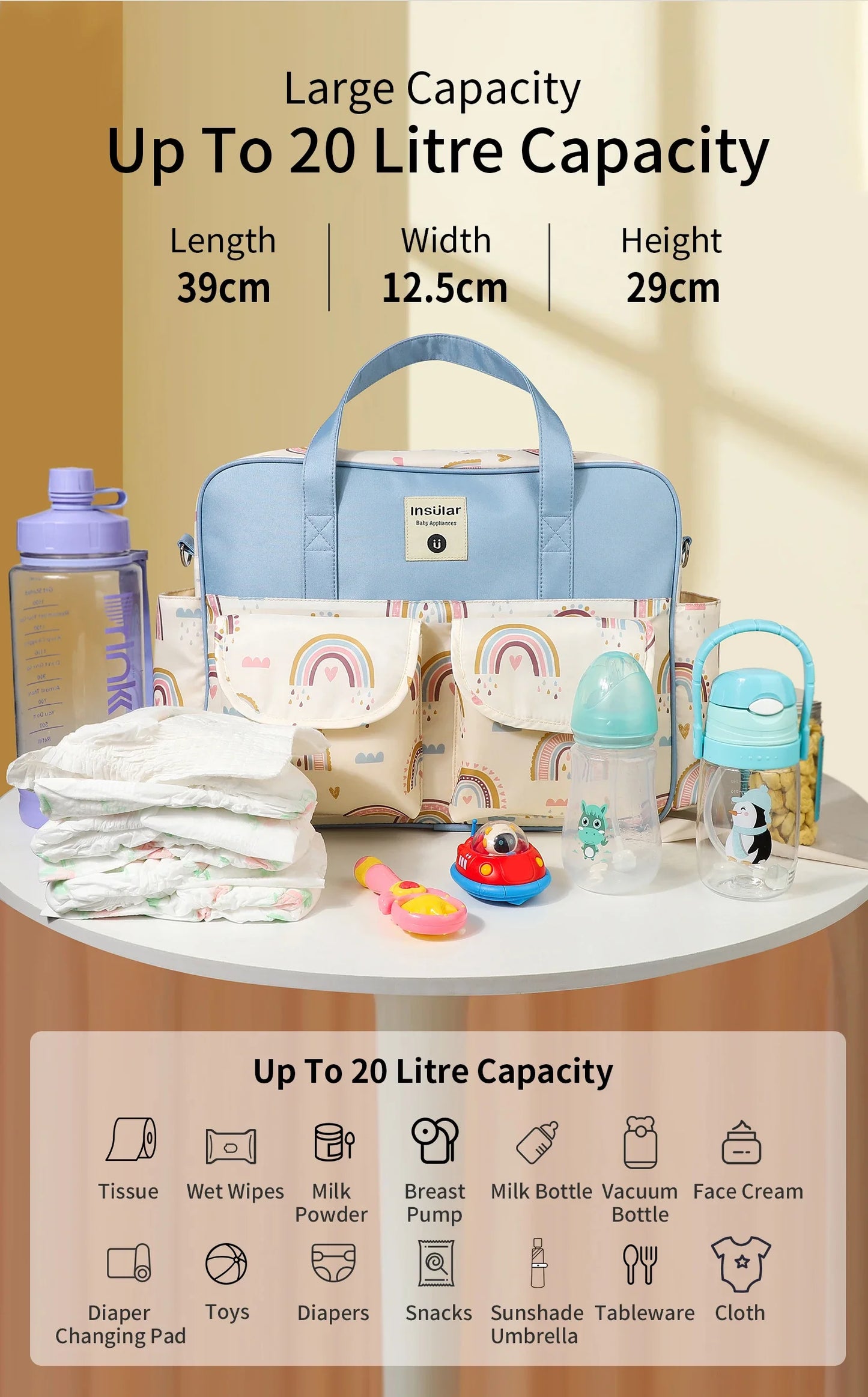 OutdoorsCartoon Waterproof Tote Fashion Mommy Bags Oxford Fabric Travel Women Handbag Shoulder Bag Large Capacity Diaper Bag