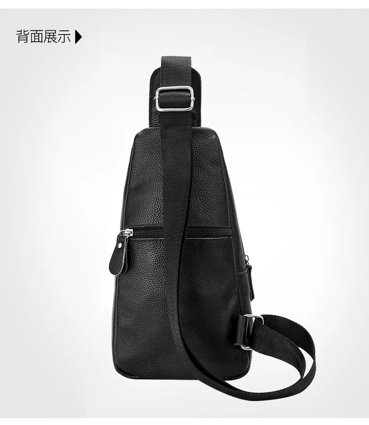 New Leather Chest Cover Layer Cowhide Business Men's Crossbody Bag with High-end Feel and Simple Chest Bag