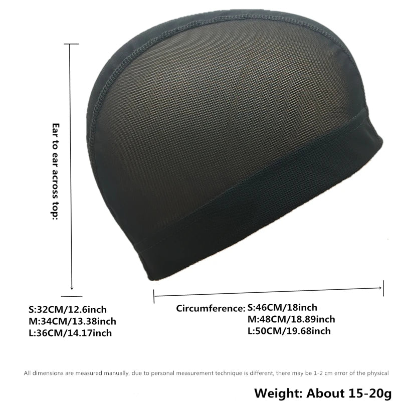1PC Black Stretchable Breathable Mesh Dome Wig Cap Spandex Base for Wig Making