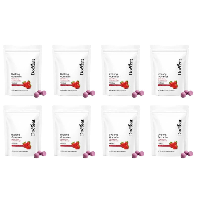 Docteat Urolithin A Gummies 500mg per Serving, Strawberry Flavor Daily Cellular Wellness Support, 60 Gummies for Men Women