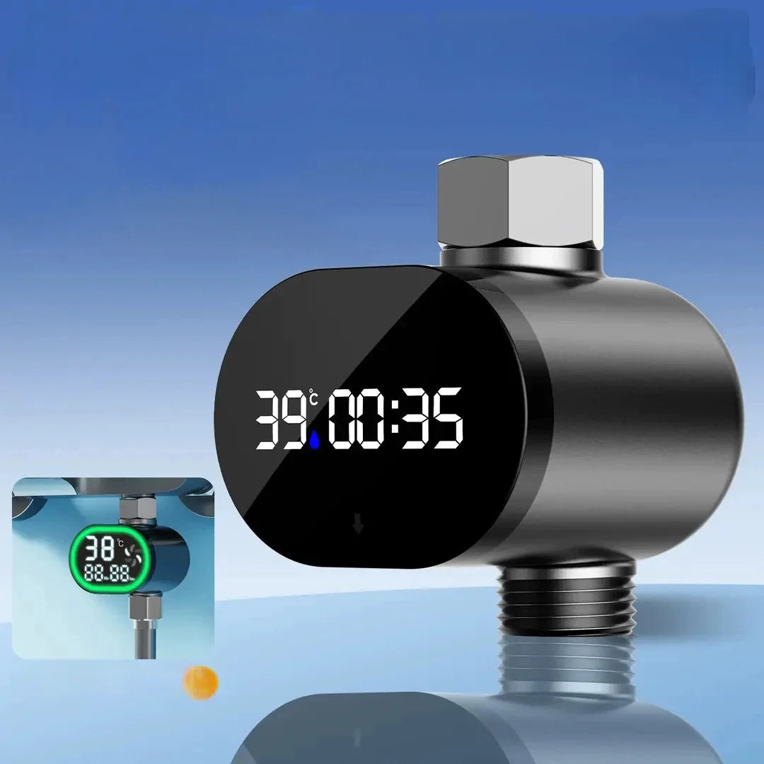 LED Digital Shower Thermometer for Bathtub and Shower Use Self-Powered by Water Pressure No External Power Needed