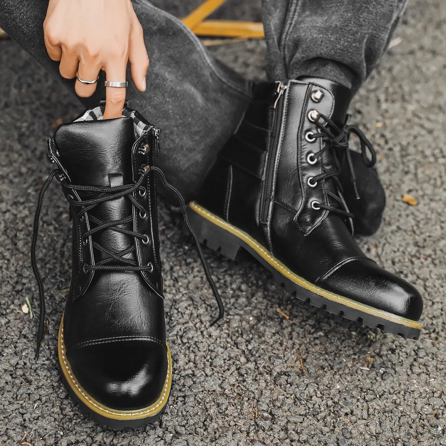 size 38-48 motorcycle boots men footwear man designer shoes ankle boots botines botas moto hombre botas casuales