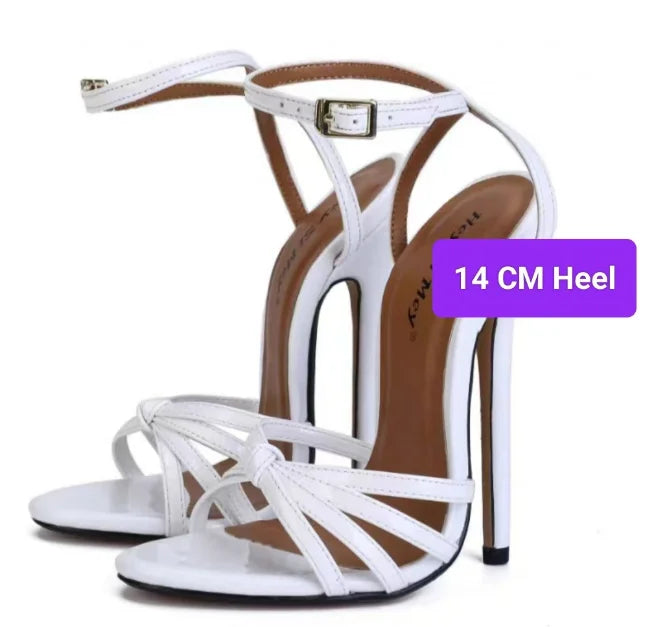 FHC New 16cm High Heels Sandals,Women Sexy Summer Shoes,Fashion Ankle Buckle Strap,Black,Red,White,Customized Colors