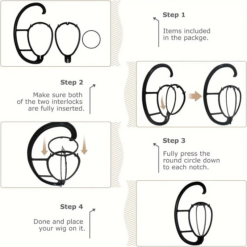 Wig Hangers Plastic Collapsible Display Wig Drying Holder Portable Hanging Wig Stand Rack for Multiple Hats Wigs