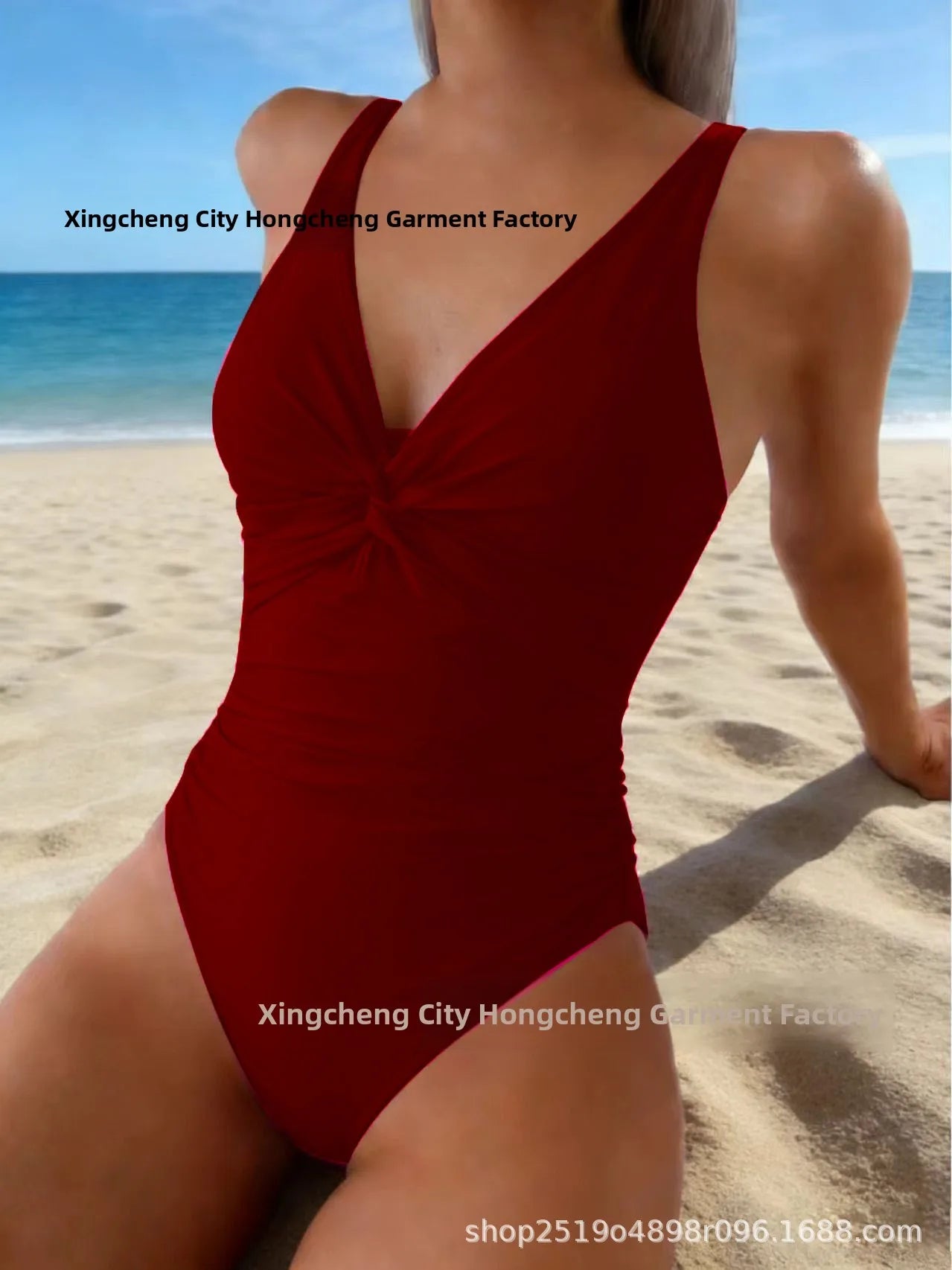 Fashionable Women's One-Piece Swimsuit Tummy Control Trendy Swimwear Cross-Border 2026 New Style Pure Color No Sleeve