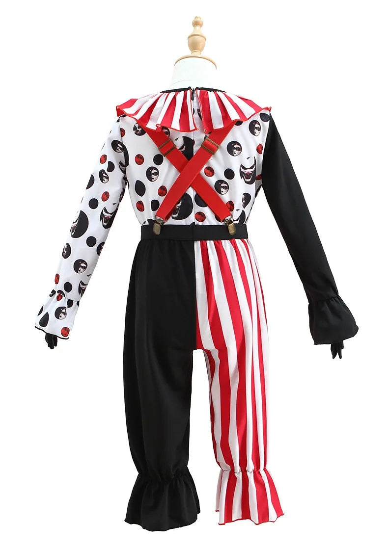 Halloween Cosplay Costumes Horror Clown Dresses Pants Headwear Clothes Sets Carnival Theme Party Role Playing Outfits for Girls