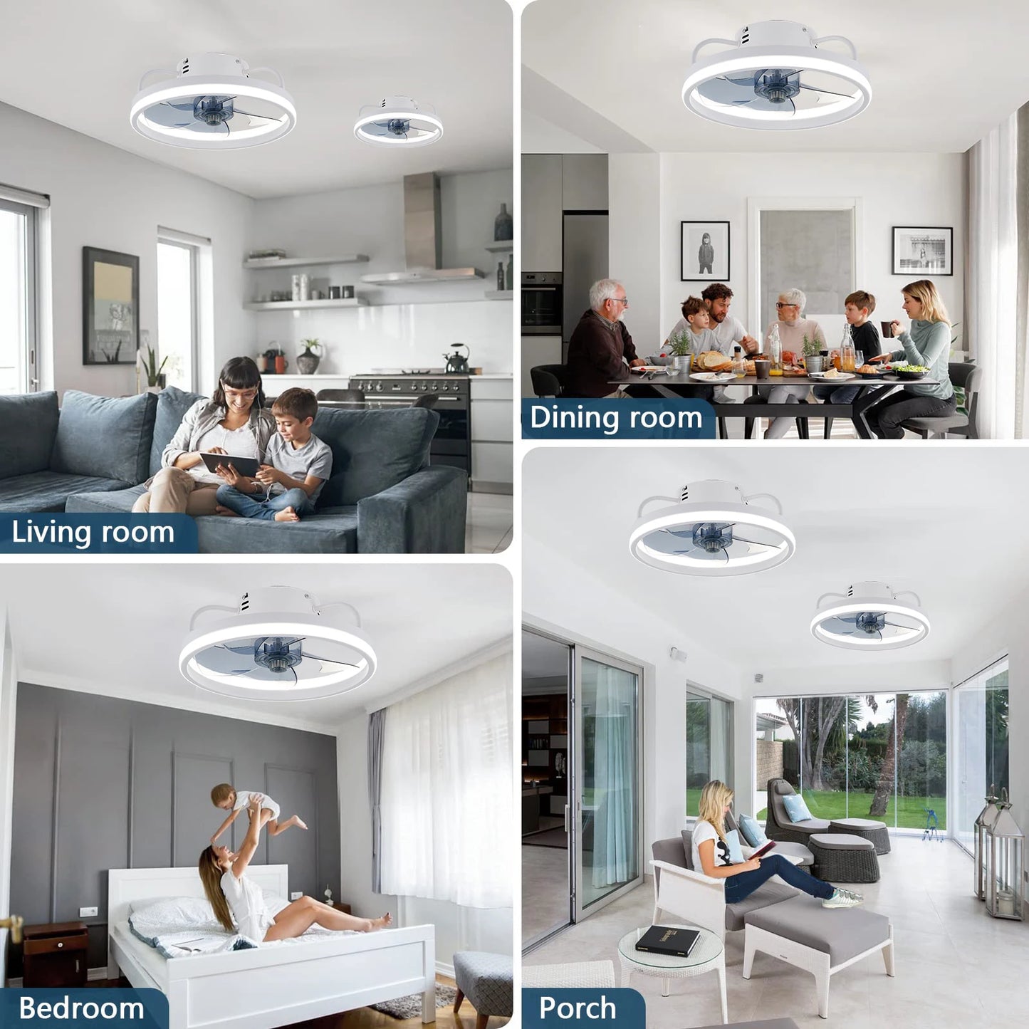 Cool Ceiling Fan Light for Bedroom Restaurant Study Room Decoration Electric Fan Intelligent Dimming Forward and Reverse Fan