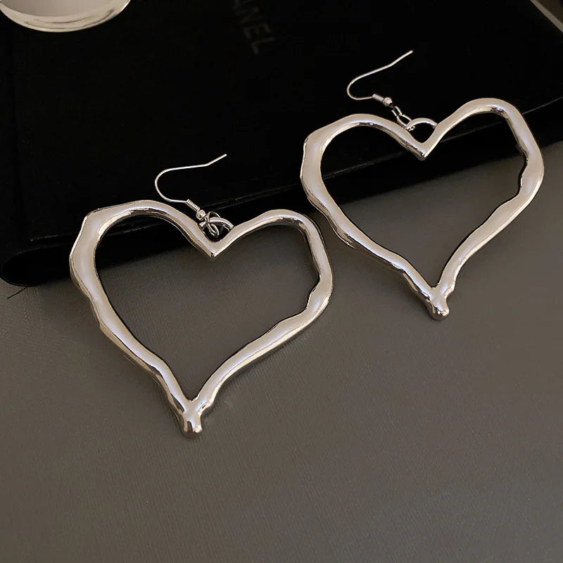 Metal Irregular Heart Jewelry Sets for Women Exaggerated Necklace Earrings Two-piece Set of Light Luxury High-grade Accessories